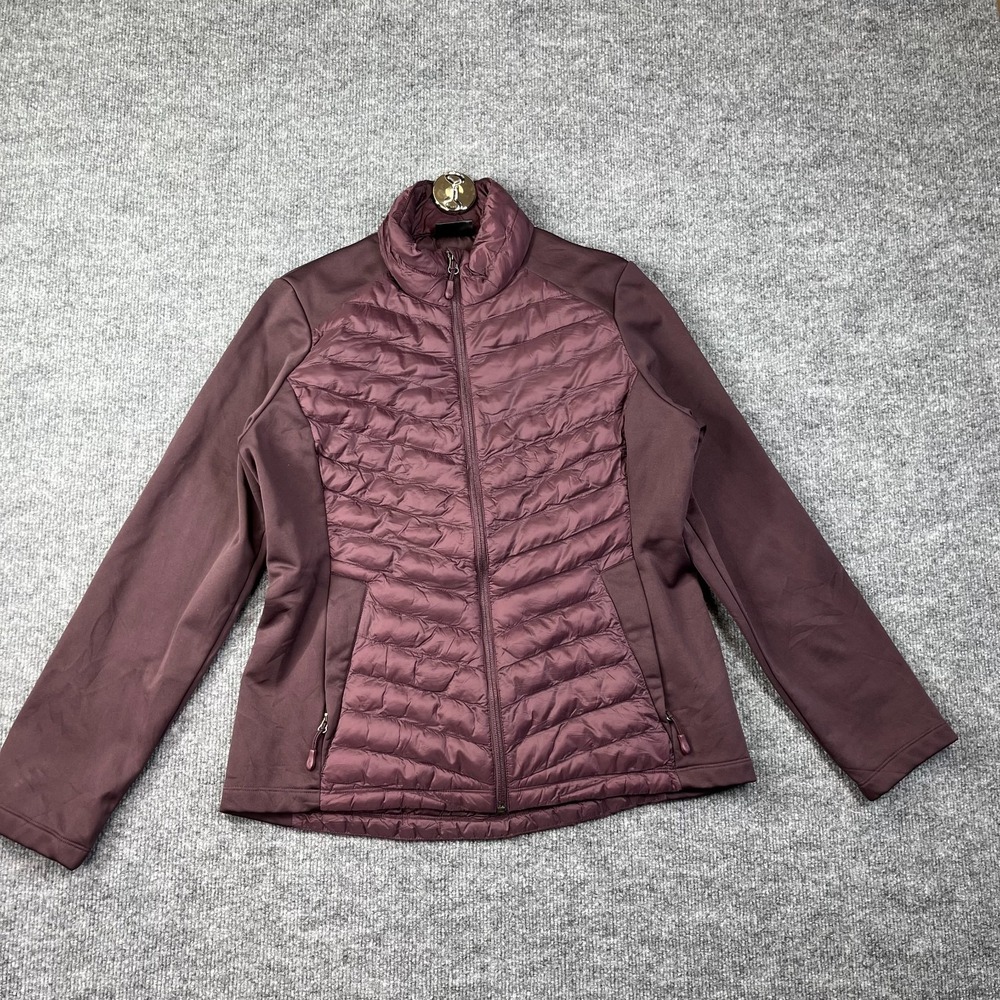 32 Degrees Mixed Media Puffer Jacket Womens M Red Full Zip Thermal Insulation